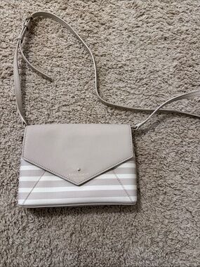 kate spade Cream and White Striped Crossbody Bag